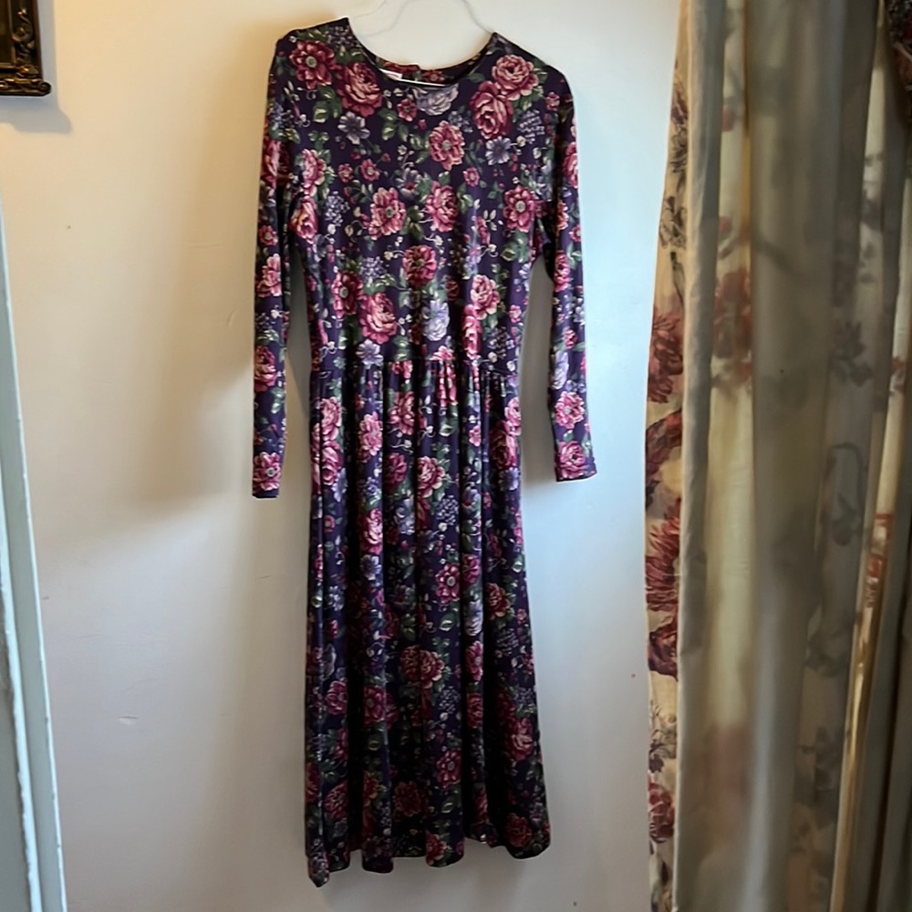 Talbots Purple and Red Long Sleeve Sundress
